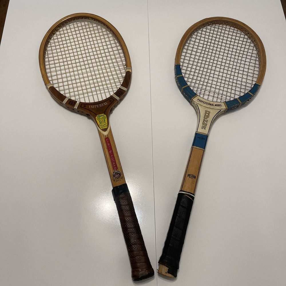 Vintage Wooden TAD Davis Imperial + Pioneer Precision Built Tennis Racquets